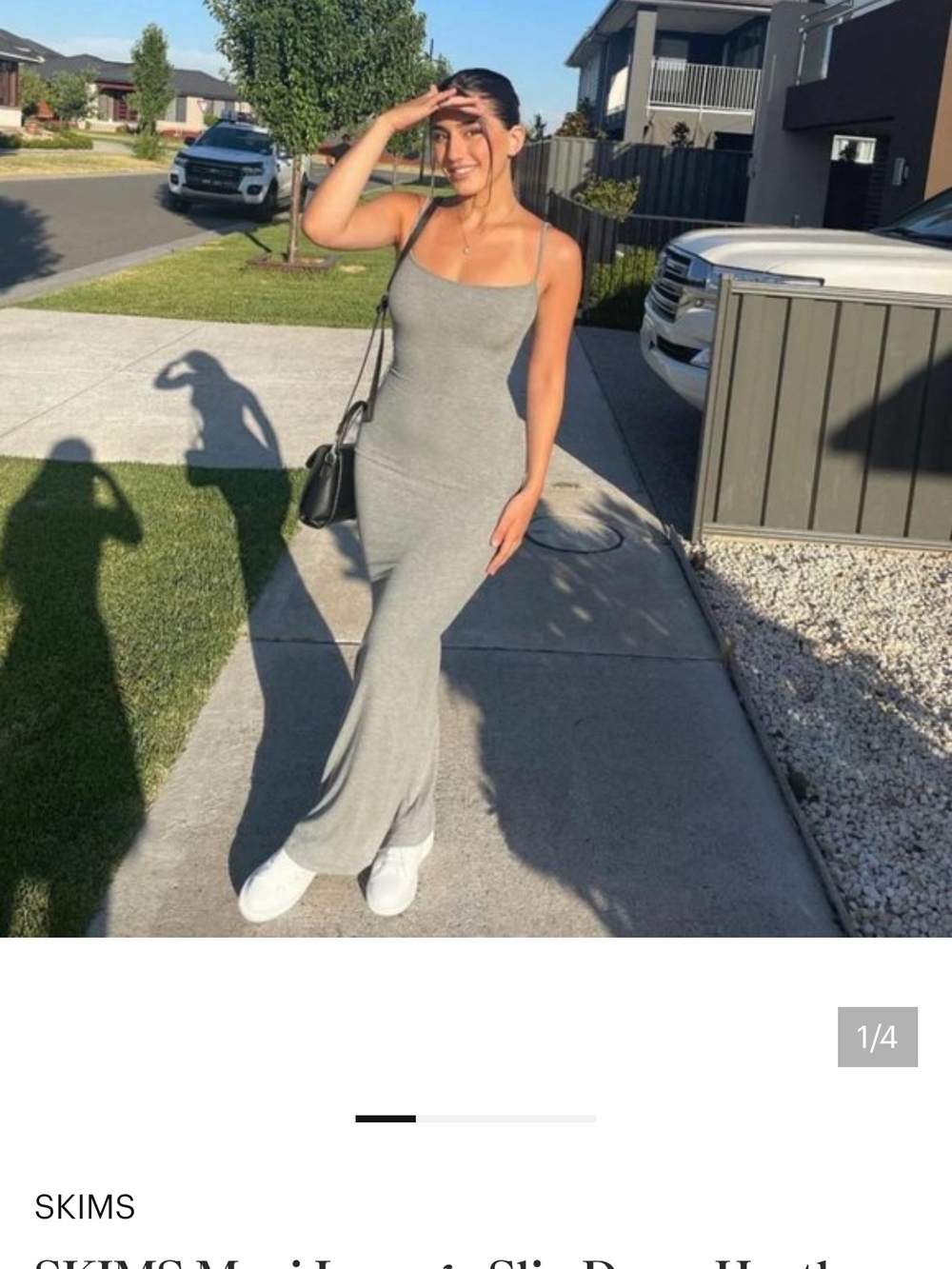 SKIMS Heather Gray Ribbed Slip Maxi Dress
